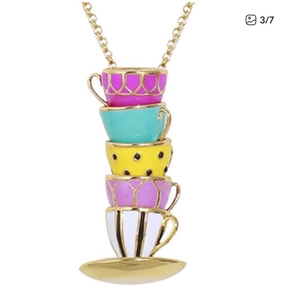 Kate Spade Tea Time Stacked Teacup Pendant Necklace - Picture 2 of 8